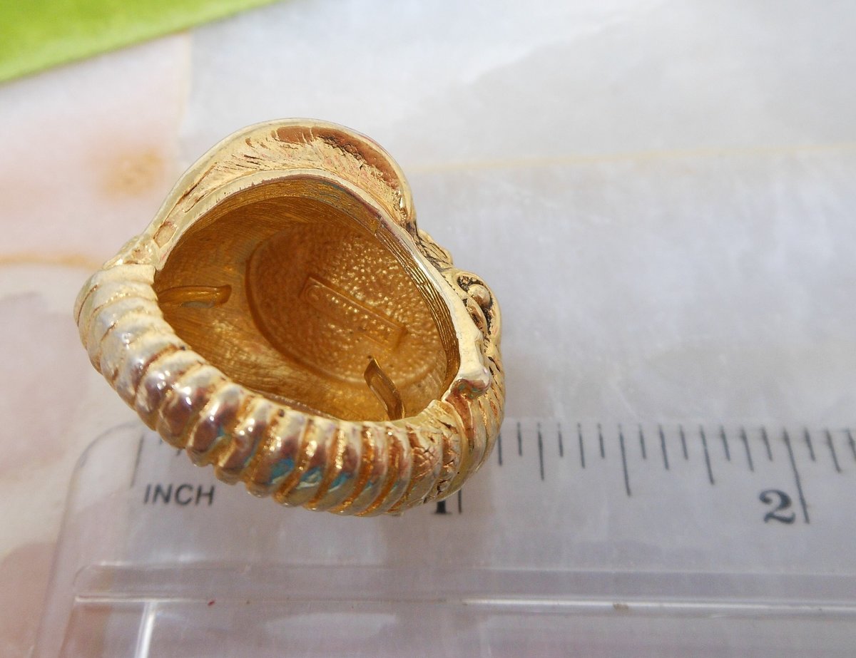 Vintage VENDOME Chunky Ring Elephant Statement Cocktail Costume Figural Size 7 Designer Jewelry Mid Century, VivianJoel.com