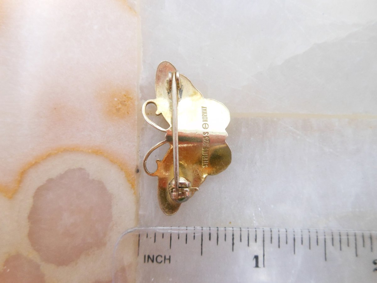 Vintage HROAR PRYDZ Norway STERLING Silver Butterfly Brooch Blue Enamel Guilloche Figural Pin 925 Mid Century Jewelry, VivianJoel.com