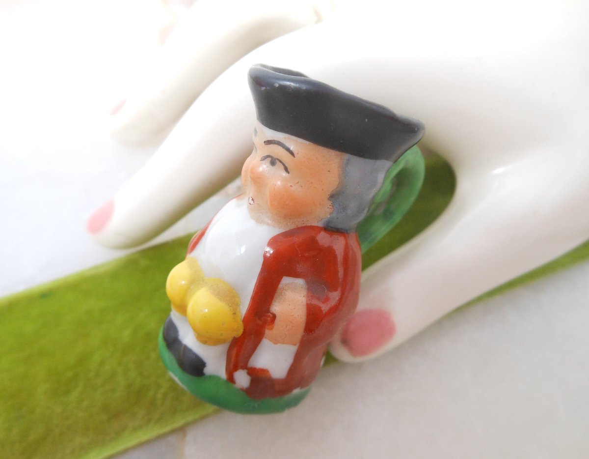 Vintage JAPAN Miniature Toby Mug Colonial Man Mini Ceramic Porcelain Figurine Mid Century Gift, VivianJoel.com