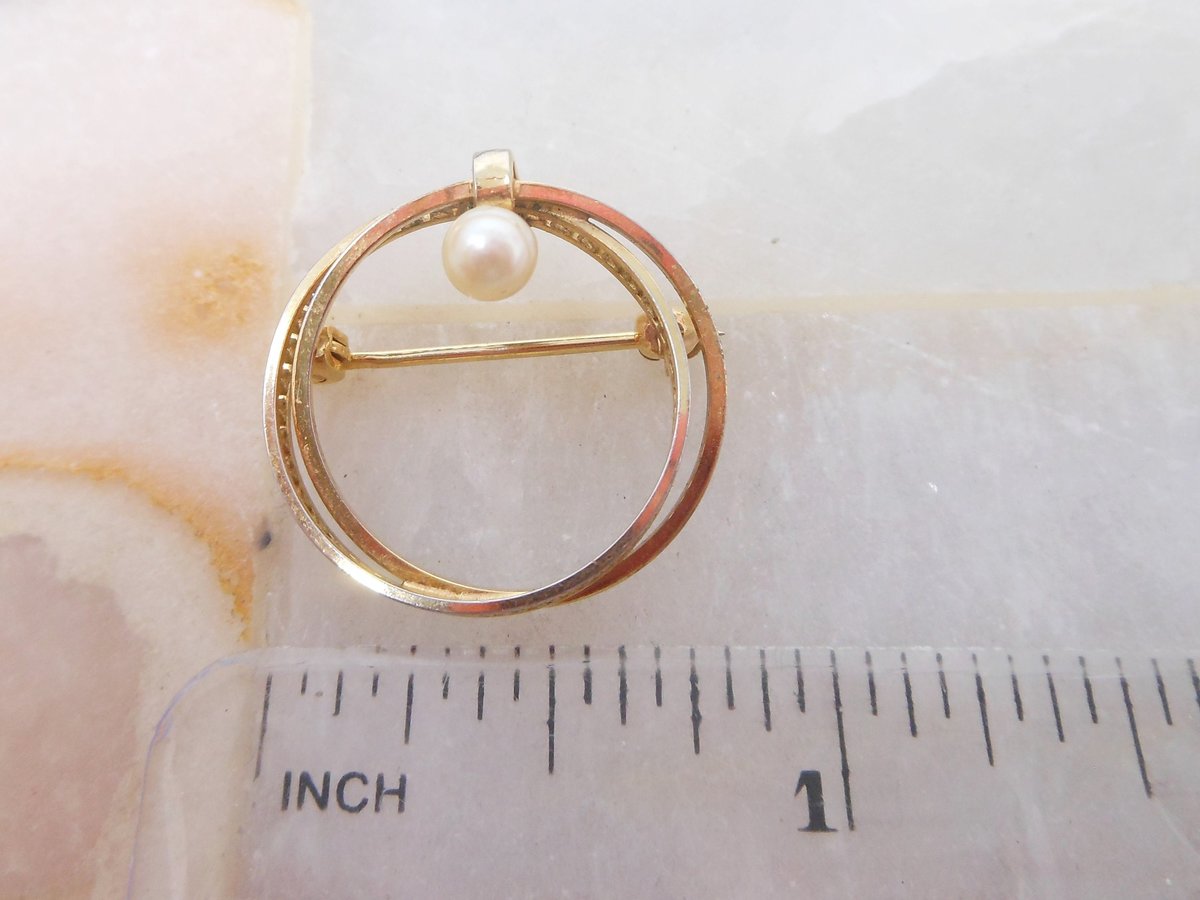 Vintage EKELUND Pearl Brooch Gold Fill Designer Pin GF Petite Filigree Wreath Circle Jewelry Mid Century Gift, VivianJoel.com