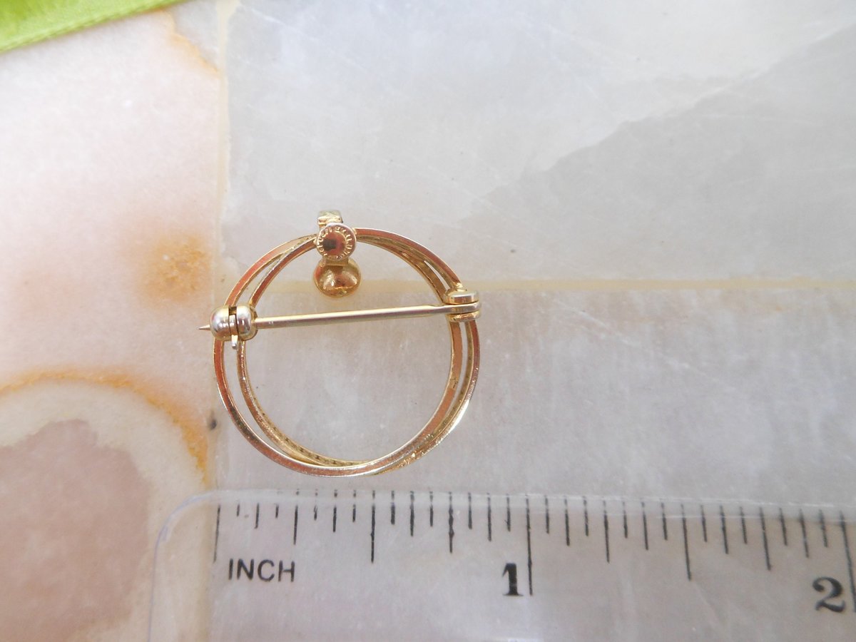 Vintage EKELUND Pearl Brooch Gold Fill Designer Pin GF Petite Filigree Wreath Circle Jewelry Mid Century Gift, VivianJoel.com