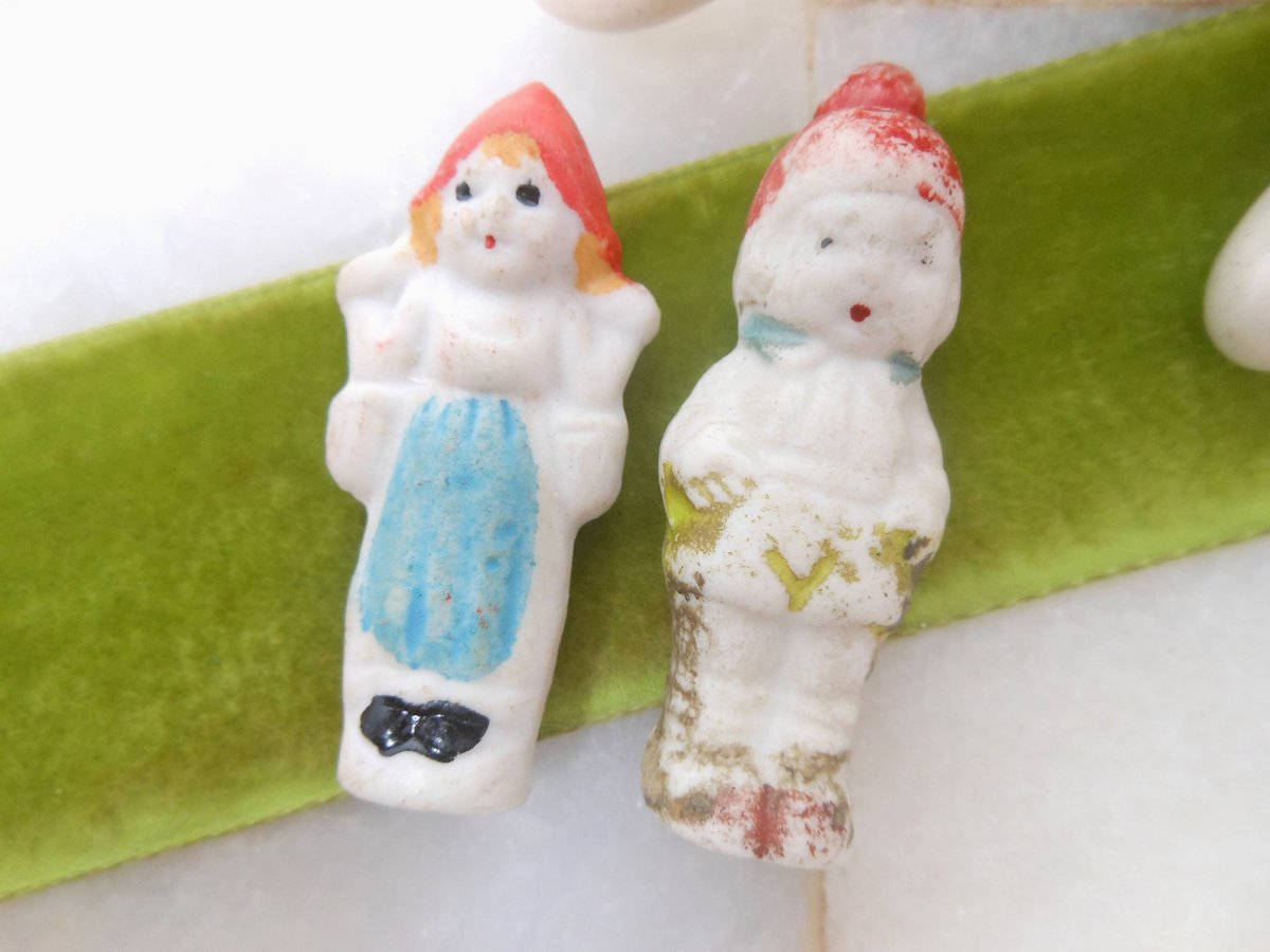 Vintage Lot 2 JAPAN Bisque Doll Miniature Girl Boy Figurine Penny Figural Frozen Charlotte Mid Century Gift, VivianJoel.com