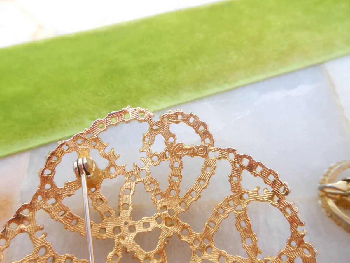 Vintage CAPRI Faux Pearl SET  Big Brooch Flower Earrings Regency Revival Designer Mid Century Jewelry Gift, VivianJoel.com