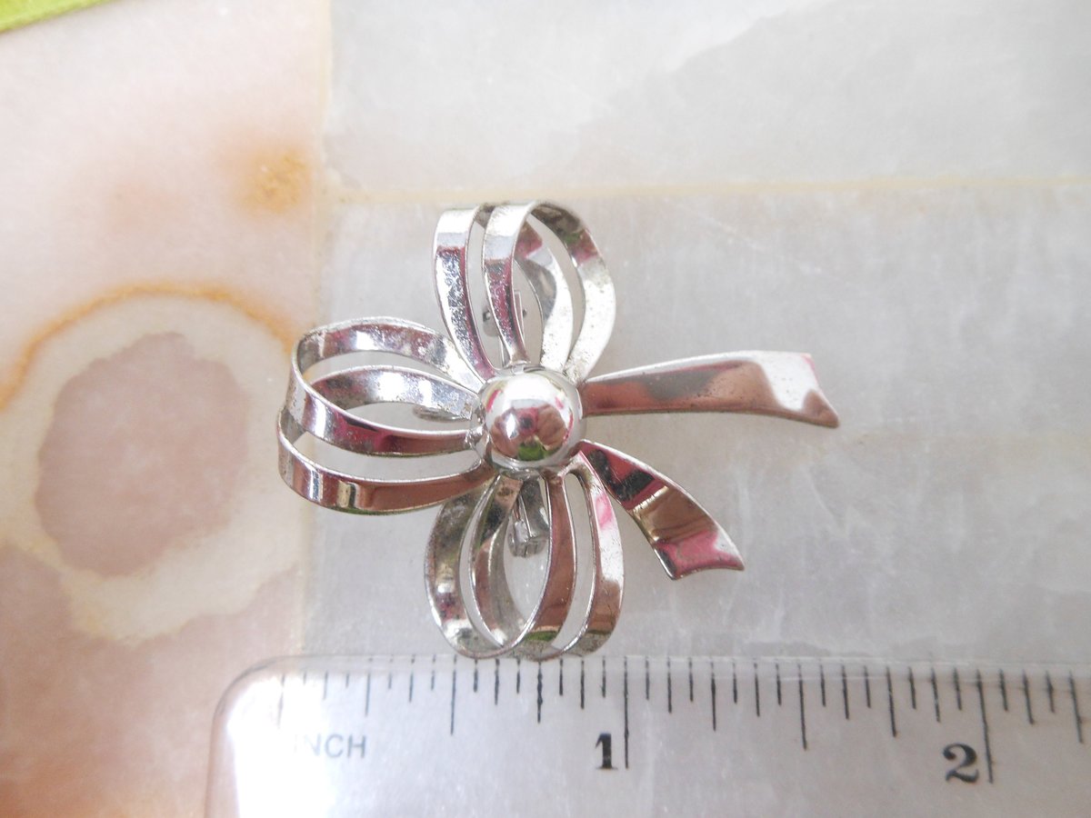 Vintage Van Dell STERLING SILVER Brooch Bow Ribbon Pin Pendant 925 Figural Designer Jewelry Gift Mid Century, VivianJoel.com