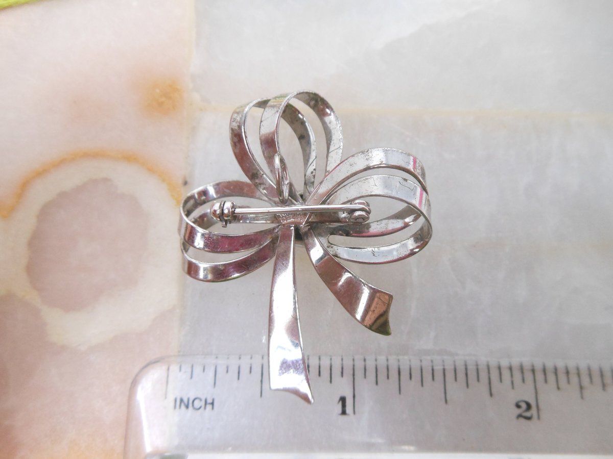 Vintage Van Dell STERLING SILVER Brooch Bow Ribbon Pin Pendant 925 Figural Designer Jewelry Gift Mid Century, VivianJoel.com