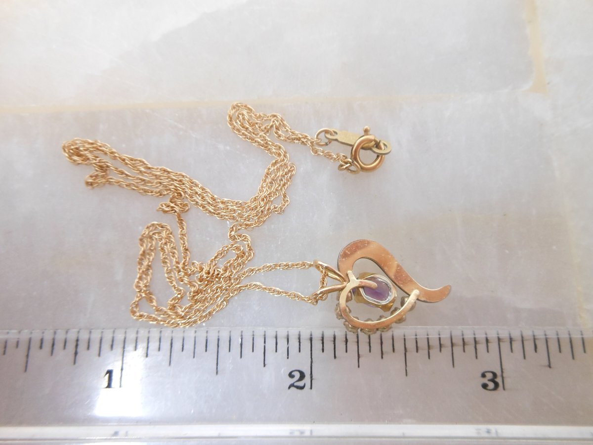 Vintage KREMENTZ Heart Pendant Necklace Minimalist Purple Clear Crystal Gold Overlay Designer Mid Century Jewelry Gift, VivianJoel.com