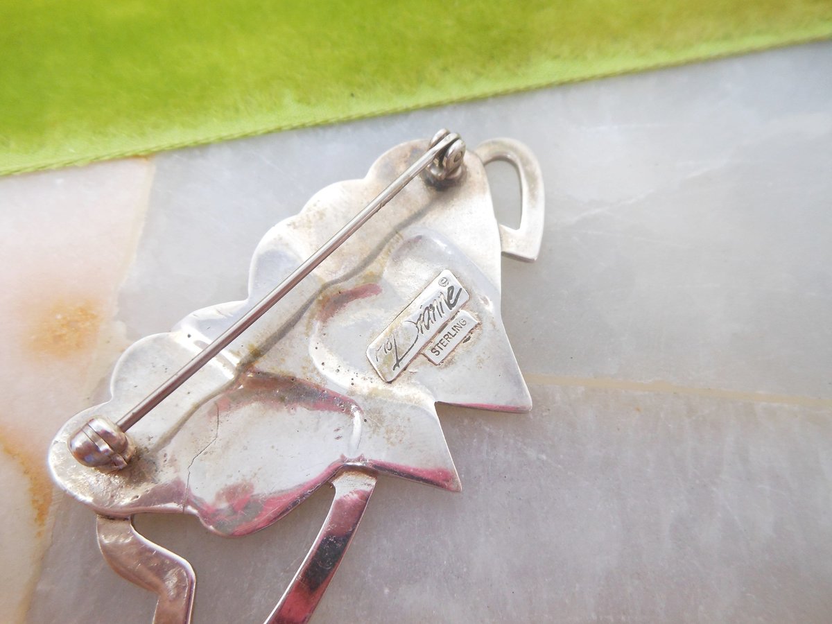 Vintage STERLING SILVER Heart Brooch Artisan Pin Designer Love Valentine Wedding Bridesmaid Jewelry Gift, VivianJoel.com