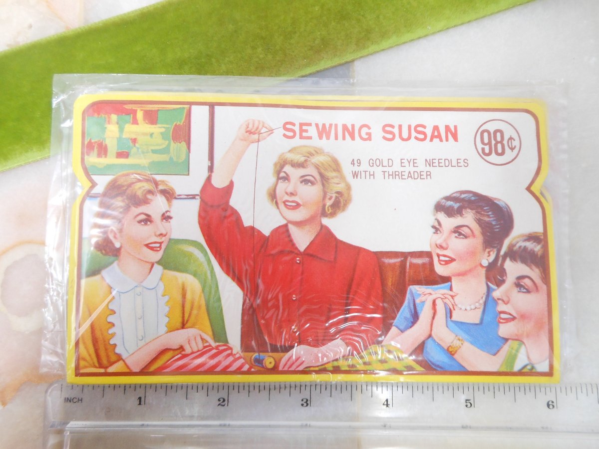 Vintage Lot 2 SEWING SUSAN Folder 49 Gold Eye Needles Threader Darning Set JAPAN Original Condition Mid Century Notion Gift, VivianJoel.com