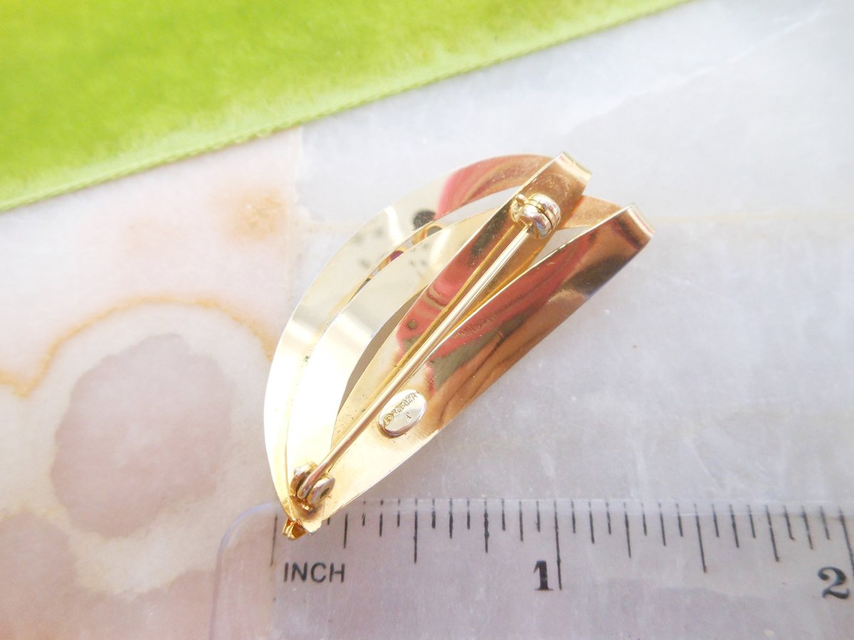 Vintage Designer Gold Fill Pin Brooch Fruit Salad Crystal Rhinestone Leaf GF Mid Century Jewelry Gift, VivianJoel.com