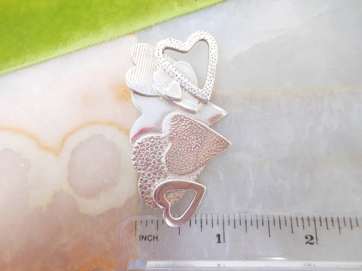 Vintage STERLING SILVER Heart Brooch Artisan Pin Designer Love Valentine Wedding Bridesmaid Jewelry Gift, VivianJoel.com