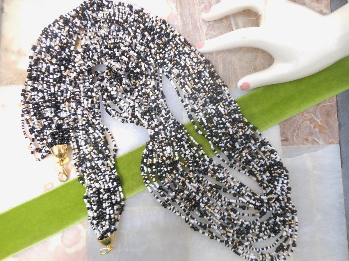 Vintage JOAN RIVERS 24 Strand Torsade Designer Glass Seed Bead Necklace Massive 36" Long Statement Original Box Jewelry Gift, VivianJoel.com