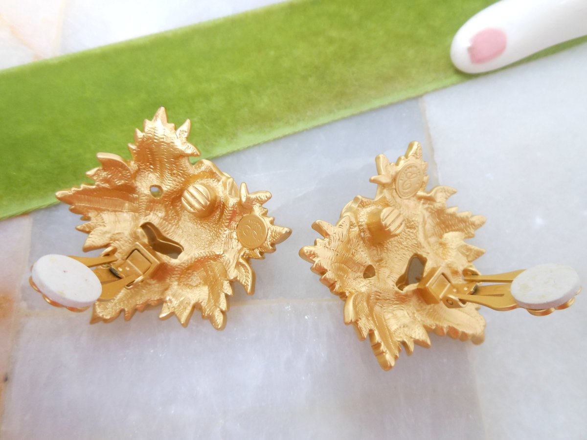 Vintage ELIZABETH TAYLOR Earrings Designer Passion Flower Rose Clear Crystal Clip On Rhinestone Statement Runway Jewelry, VivianJoel.com