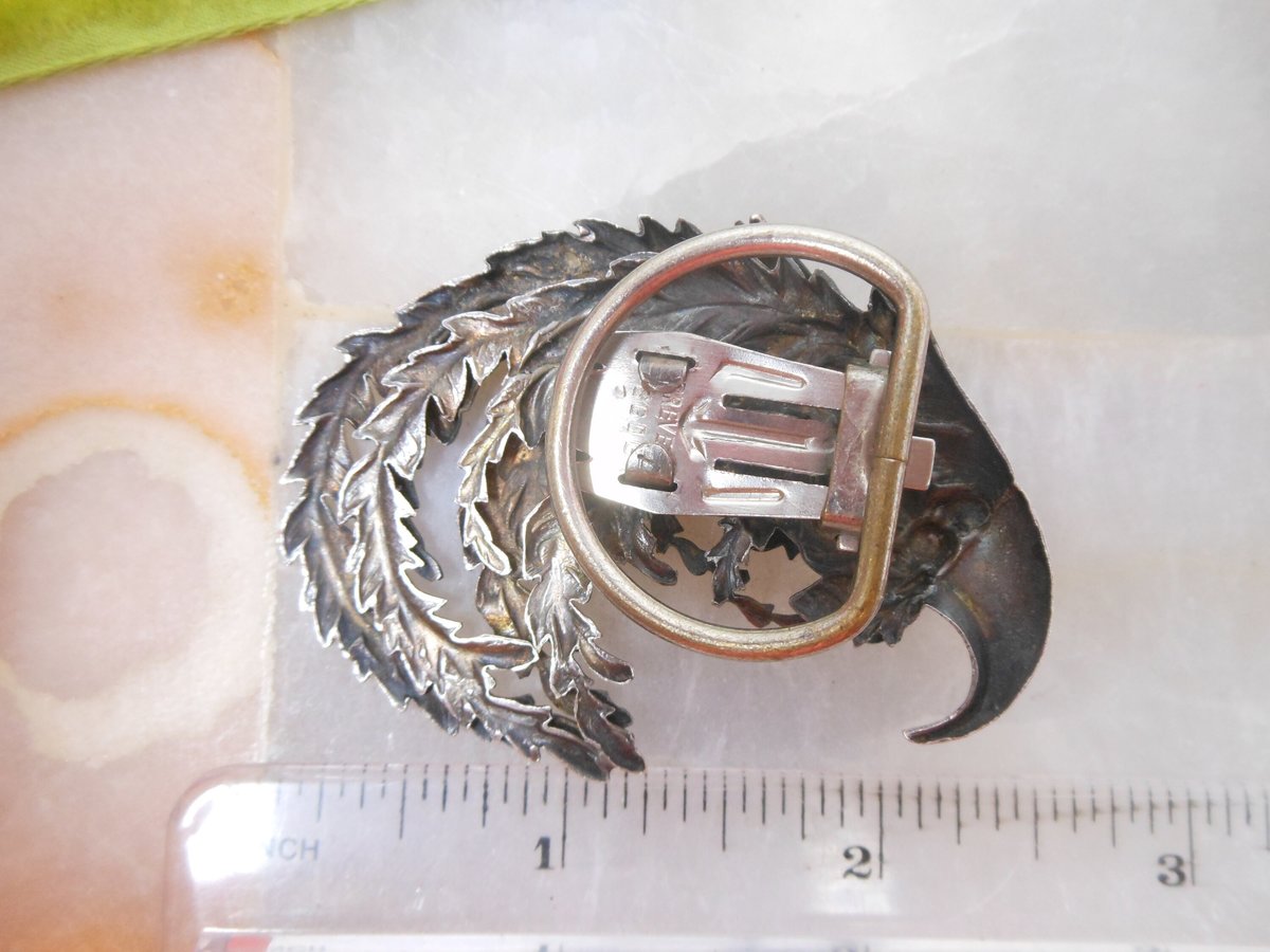 Vintage Eagle SILVER Dress Scarf Clip Fine Detail Enhancer Bird Crow Figural Accessory Mid Century Jewelry Gift, VivianJoel.com