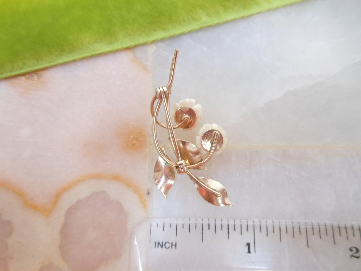 Vintage VAN DELL Flower Brooch Gold Fill Pin Carved Rose Petite Minimalist GF Designer Mid Century Jewelry Gift, VivianJoel.com