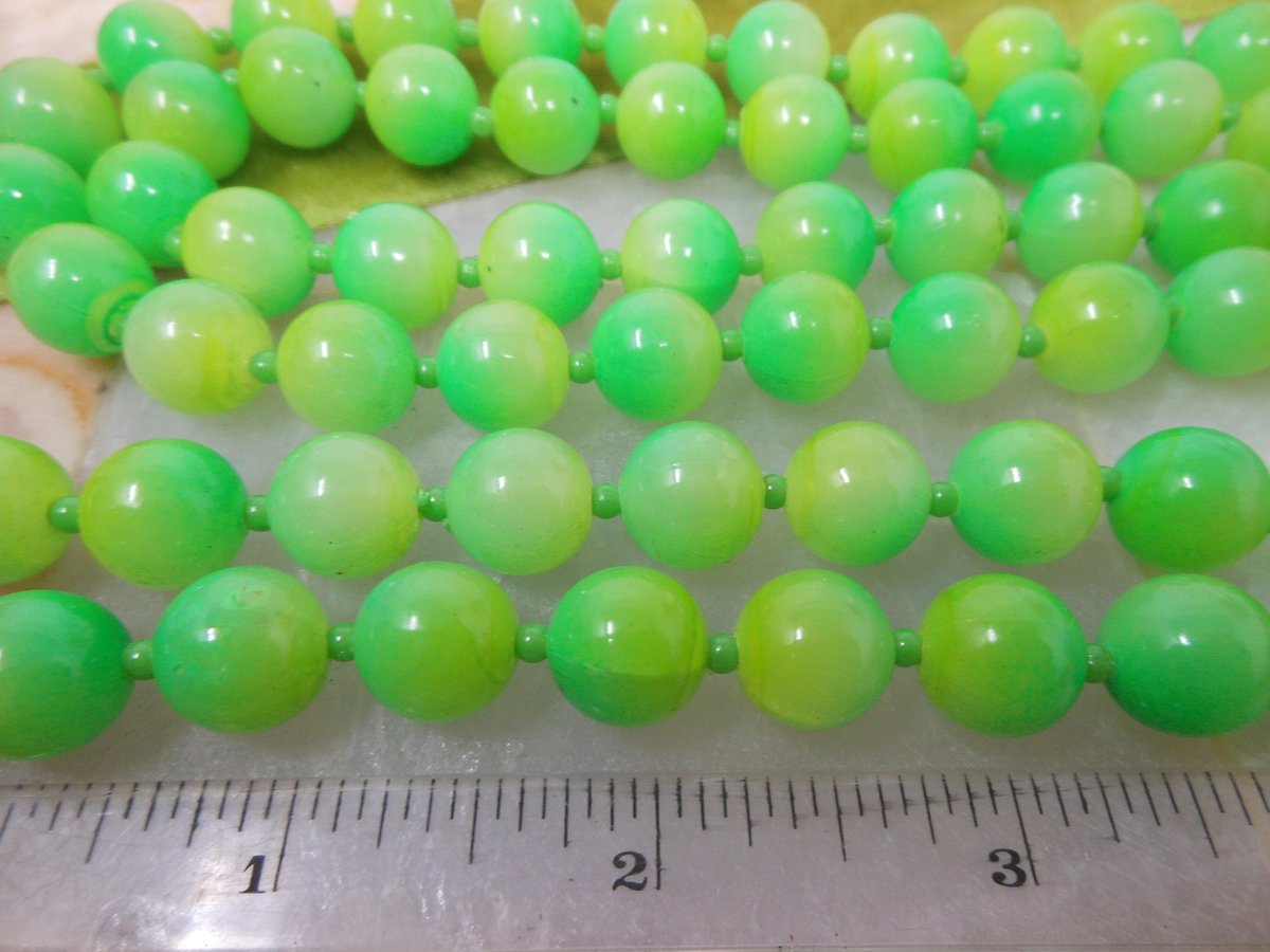 Vintage HONG KONG Ombre Green Necklace Double Strand Bead Plastic Lucite Jewelry Mid Century Jewelry Gift,  VivianJoel.com