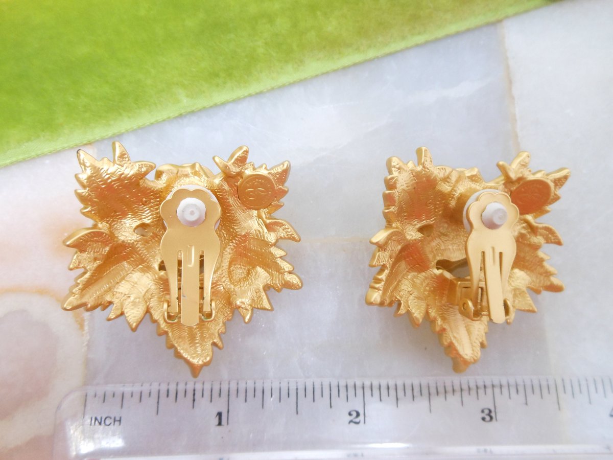 Vintage ELIZABETH TAYLOR Earrings Designer Passion Flower Rose Clear Crystal Clip On Rhinestone Statement Runway Jewelry, VivianJoel.com