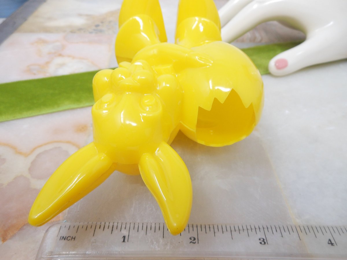 Vintage Rabbit Bunny Easter Candy Container Holder Hard Plastic Yellow NOS Kitschy Cute Mid Century, VivianJoel.com