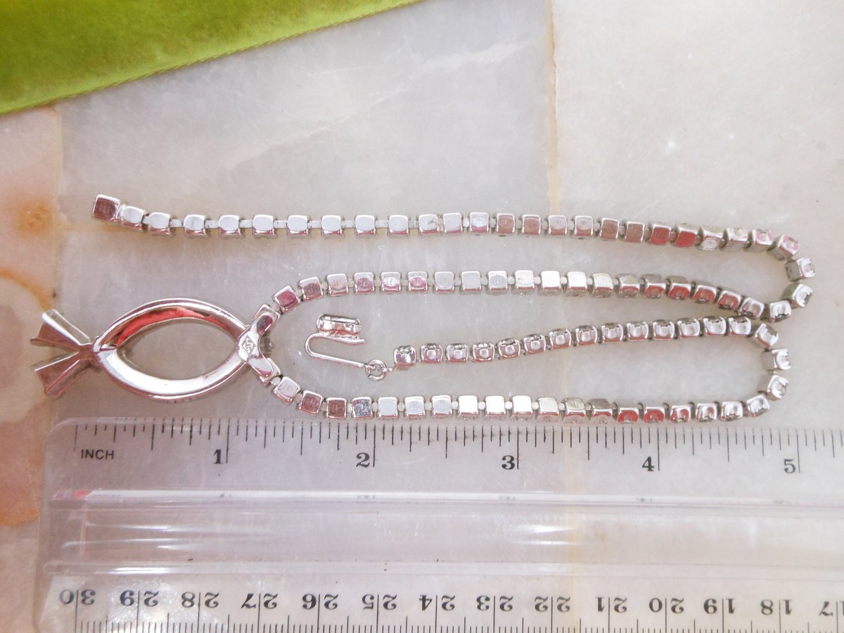 Vintage SARAH COVENTRY Designer Glam Rhinestone Pendant Necklace Clear Crystal Jewelry Gift Mid Century,  VivianJoel.com