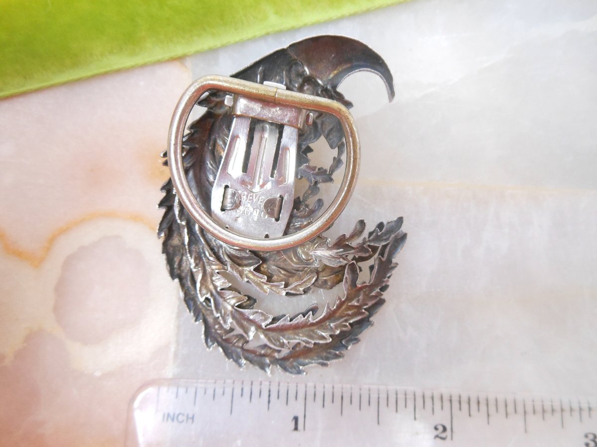 Vintage Eagle SILVER Dress Scarf Clip Fine Detail Enhancer Bird Crow Figural Accessory Mid Century Jewelry Gift, VivianJoel.com