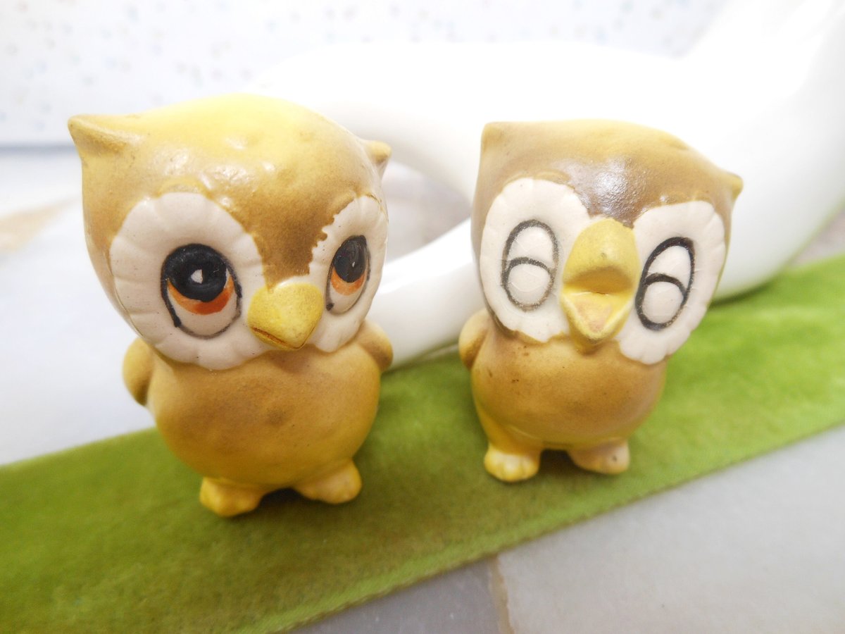 Vintage JOSEF Originals Big Eye Owl Pair Ceramic Japan Set LOT 2 Figurine Mid Century Gift, VivianJoel.com