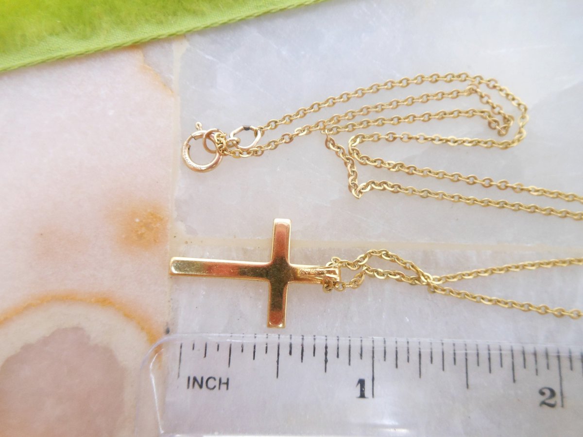 Vintage Cross Pendant Gold Fill Necklace Petite Religious Charm Cross Designer GF Minimalist Mid Century Jewelry Gift, VivianJoel.com