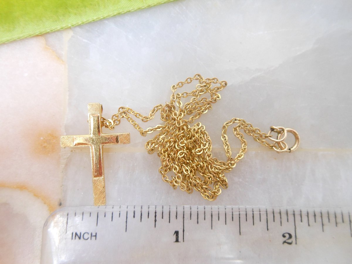 Vintage Cross Pendant Gold Fill Necklace Petite Religious Charm Cross Designer GF Minimalist Mid Century Jewelry Gift, VivianJoel.com