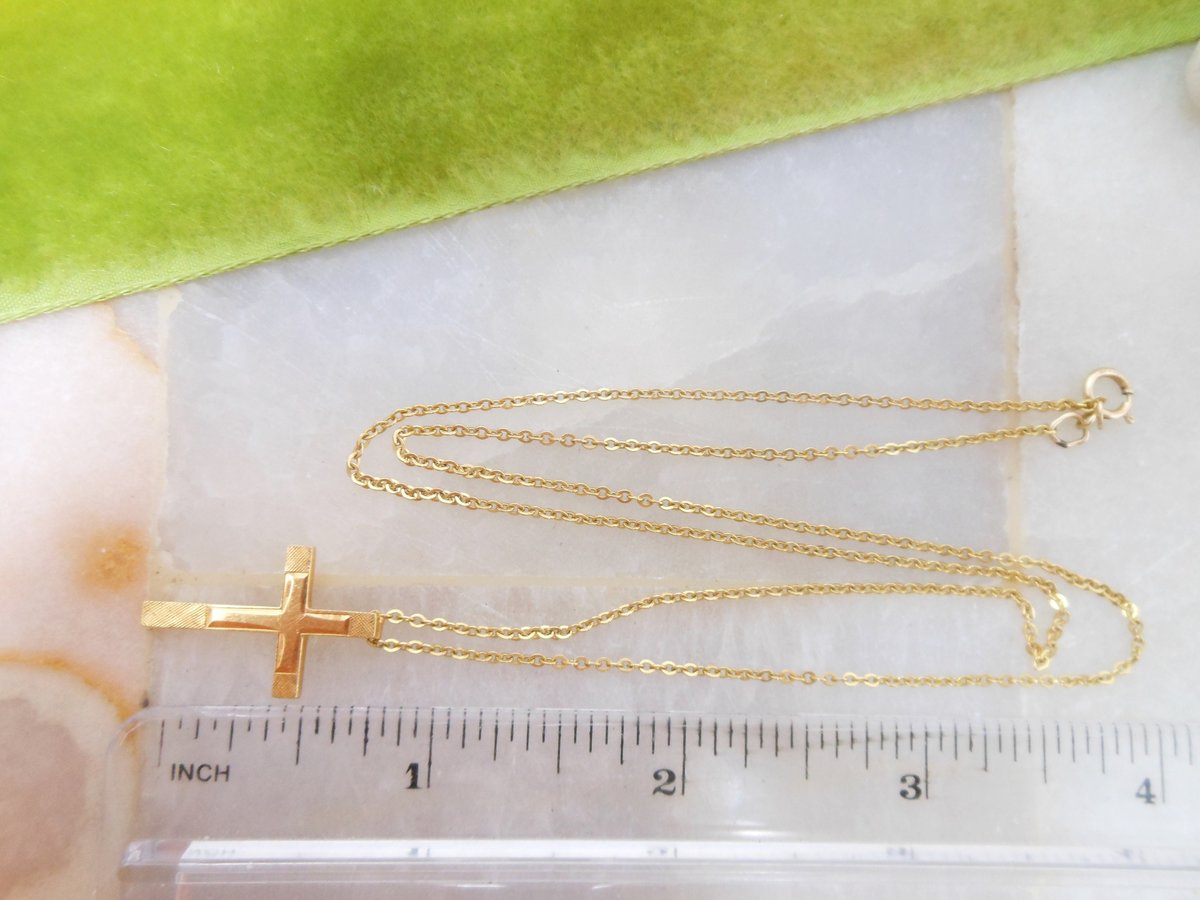 Vintage Cross Pendant Gold Fill Necklace Petite Religious Charm Cross Designer GF Minimalist Mid Century Jewelry Gift, VivianJoel.com