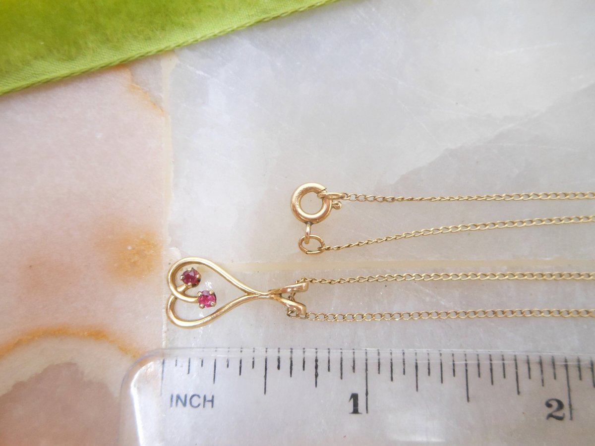 Vintage Ruby Red  Gold Fill Pendant Necklace Petite Minimalist GF Crystal July Birthday Designer Mid Century Jewelry Gift, VivianJoel.com