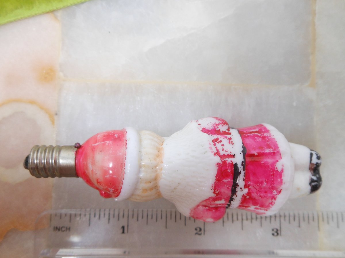 Vintage Milk Glass Figural JAPAN Christmas Tree Bulb Ornament Kitschy Cute Antique *Non Working*  Mid Century, VivianJoel.com