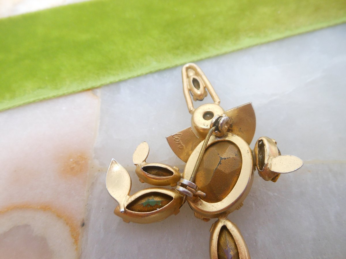 Vintage CORO Clown Brooch Crystal Rhinestone Pin Fruit Salad Circus Figural Designer Mid Century Jewelry Gift, VivianJoel.com