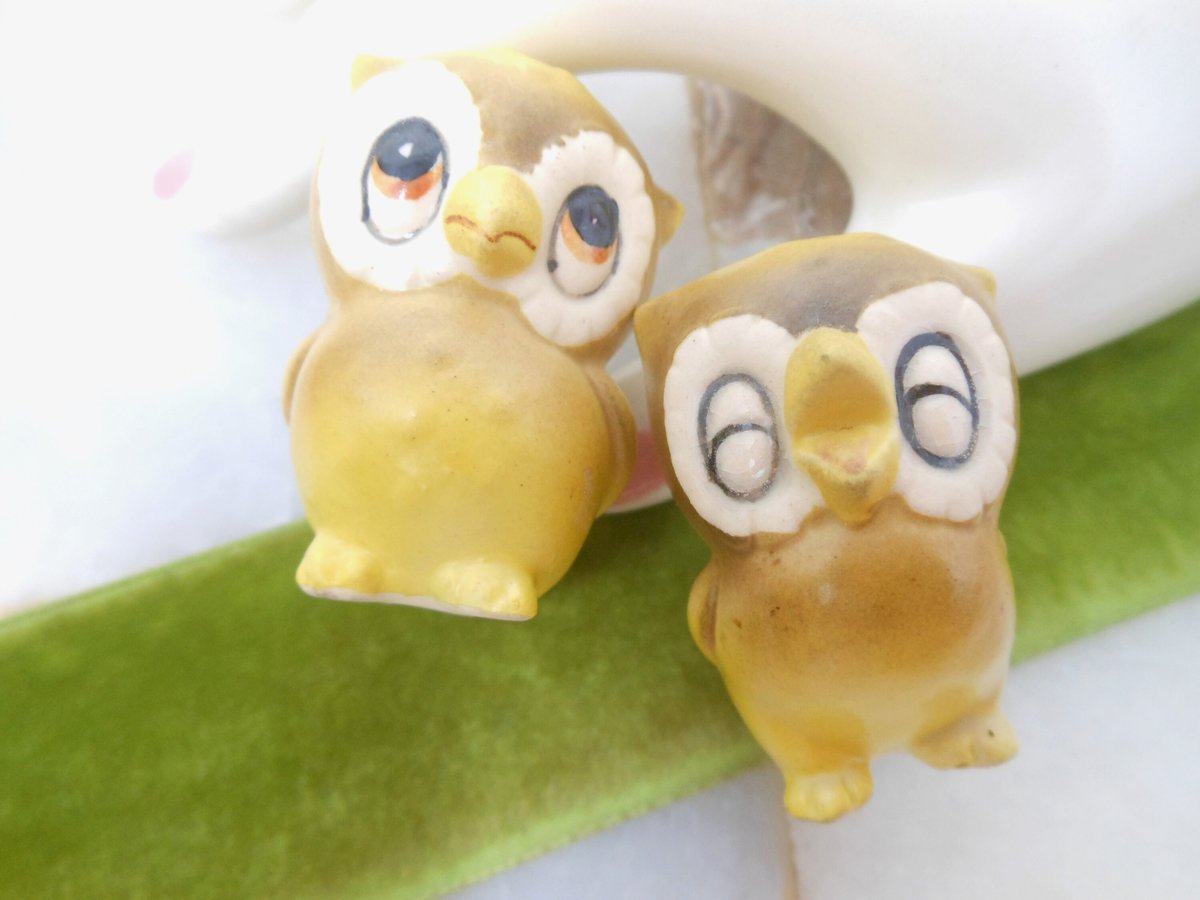 Vintage JOSEF Originals Big Eye Owl Pair Ceramic Japan Set LOT 2 Figurine Mid Century Gift, VivianJoel.com