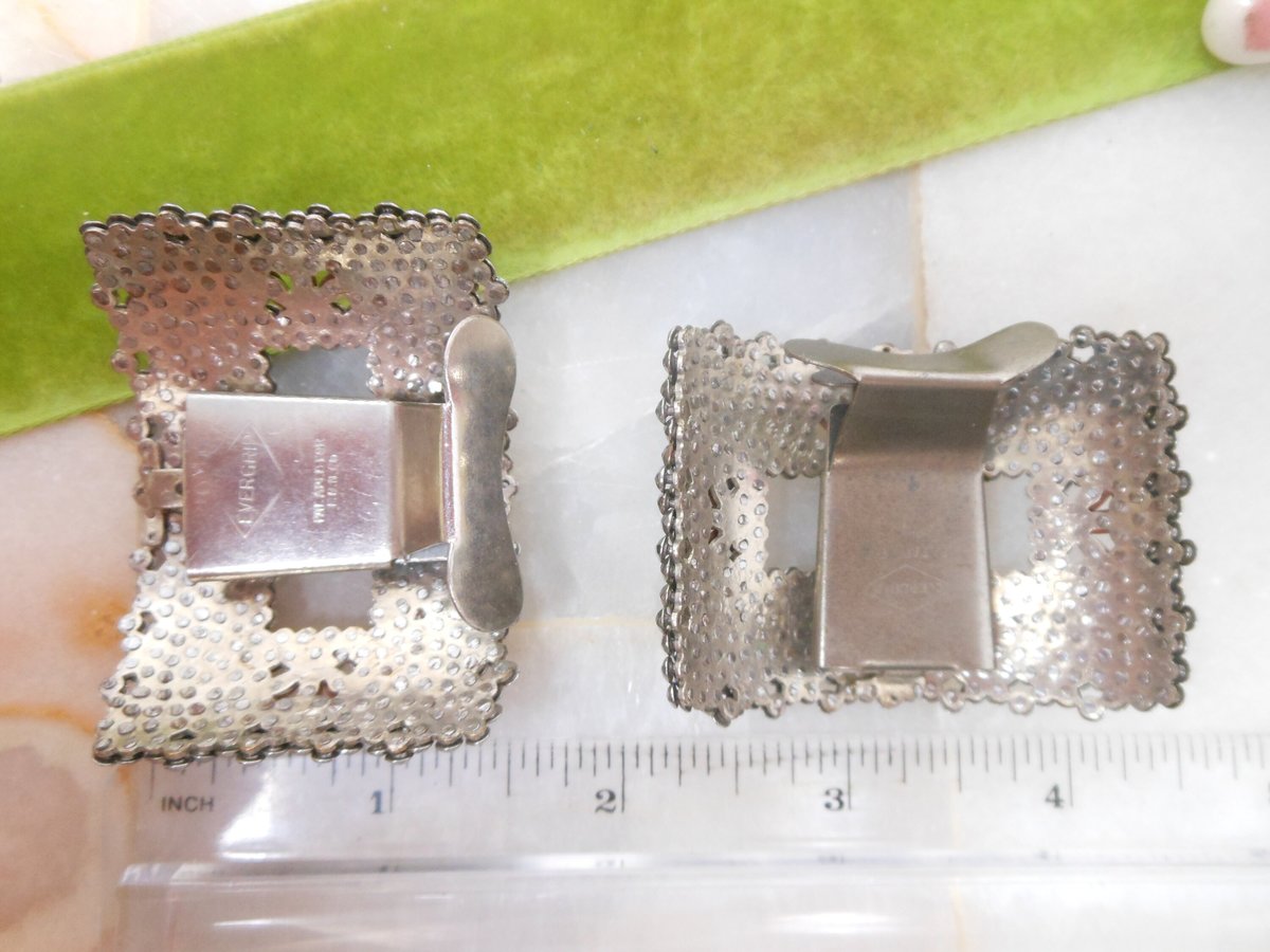 Vintage FBN CO Marcasite Steel Cut Shoe Buckle Clip Set Pair EVERGRIP Bracelet RePurpose Jewelry Upcycle Supply, VivianJoel.com