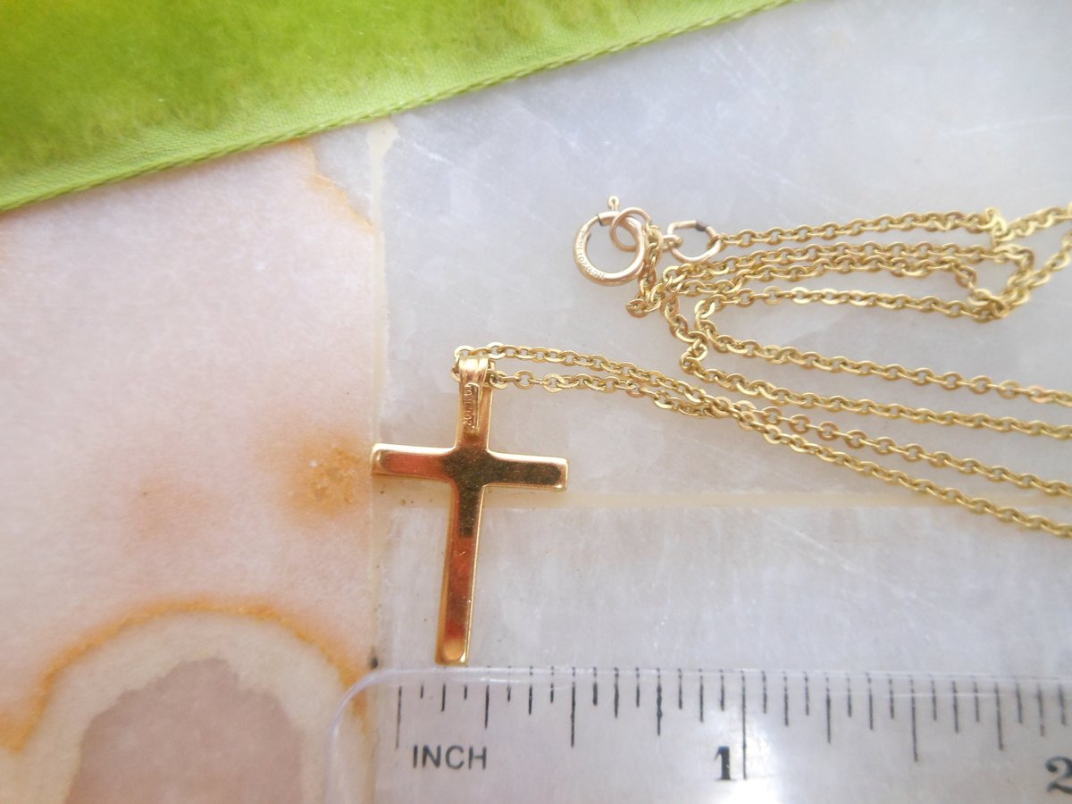Vintage Cross Pendant Gold Fill Necklace Petite Religious Charm Cross Designer GF Minimalist Mid Century Jewelry Gift, VivianJoel.com