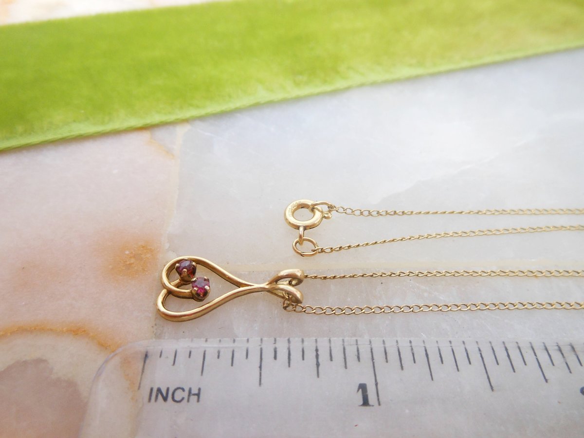 Vintage Ruby Red  Gold Fill Pendant Necklace Petite Minimalist GF Crystal July Birthday Designer Mid Century Jewelry Gift, VivianJoel.com