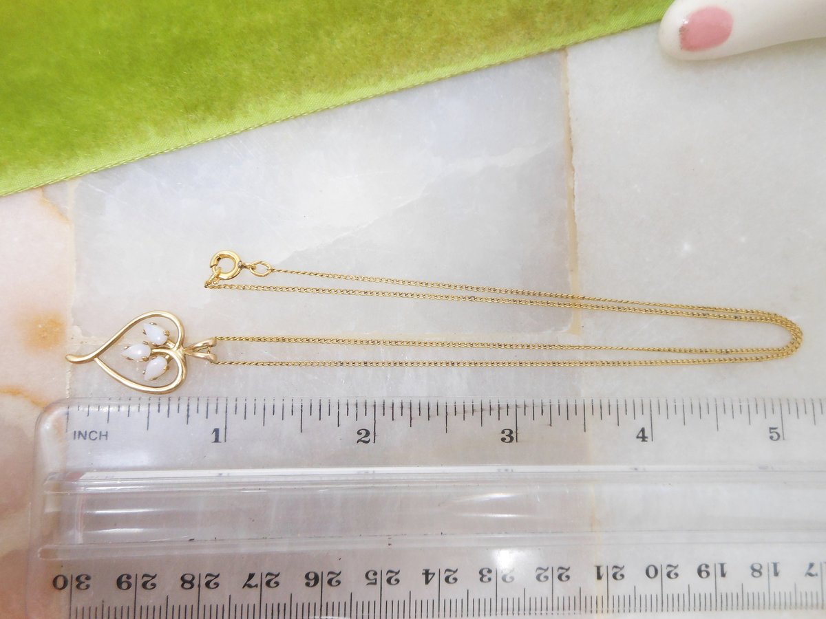 Vintage Opal Gold Fill Heart Pendant Necklace Petite Minimalist GF October Birthday Designer Mid Century Jewelry Gift, VivianJoel.com