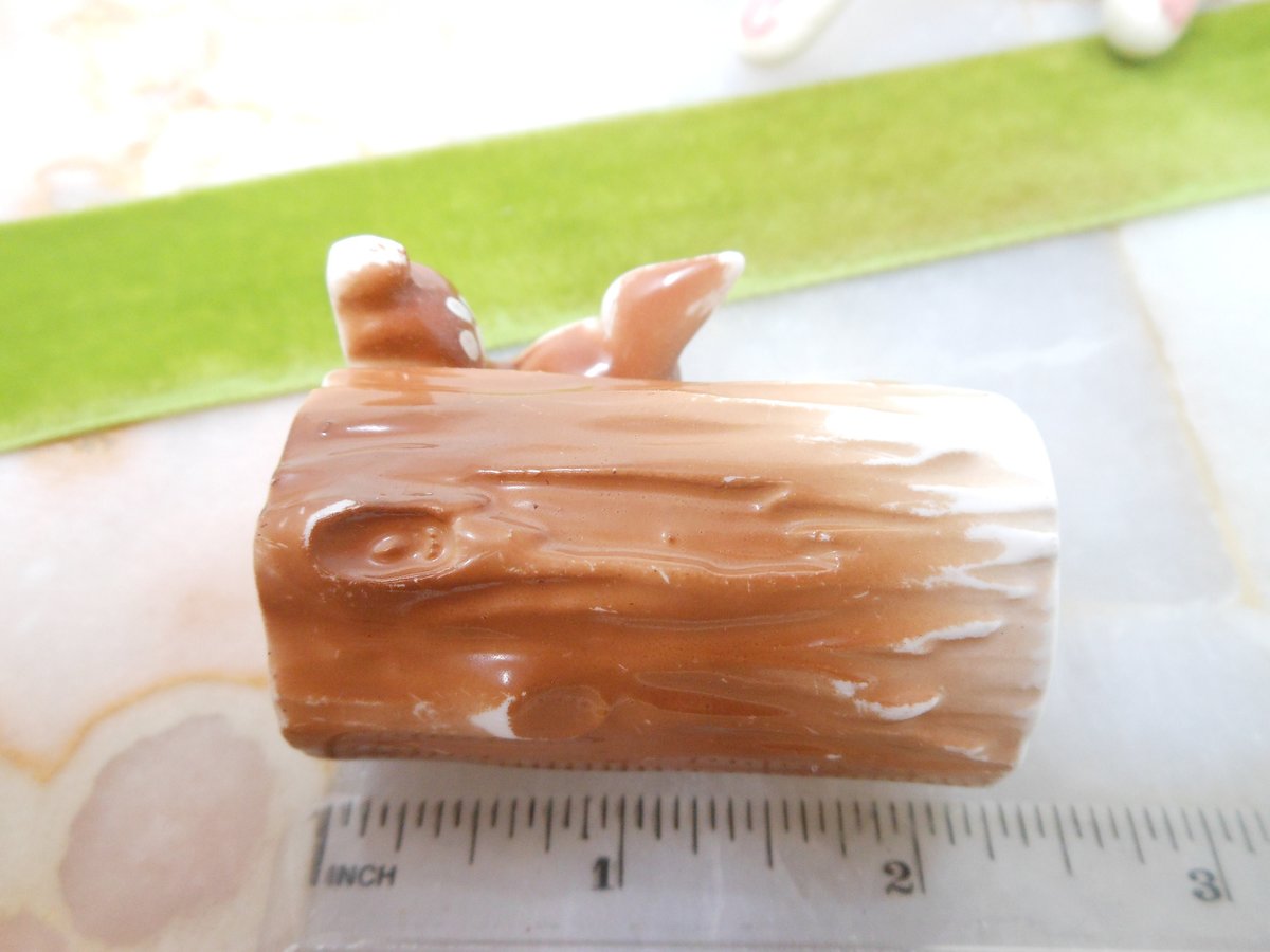 Vintage Fawn Deer Reindeer Toothpick Holder Vase Ceramic Japan Figurine Tree Stump Christmas Anytime Mid Century Gift, VivianJoel.com