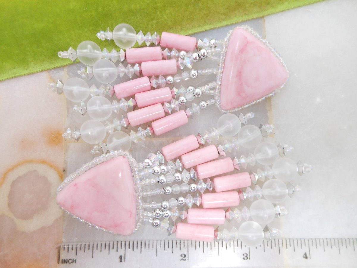 Vintage Huge Pink Earrings Dangle Drop Plastic Bead Shoulder Duster Jumbo 80s Jewelry Gift Mid Century, VivianJoel.com