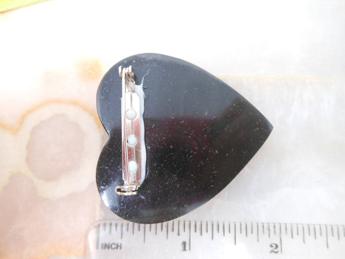 Vintage Mosaic Inlay Heart Brooch Pin Lucite Plastic Modernist Abstract Lee SandsValentine Love Jewelry Gift, VivianJoel.com