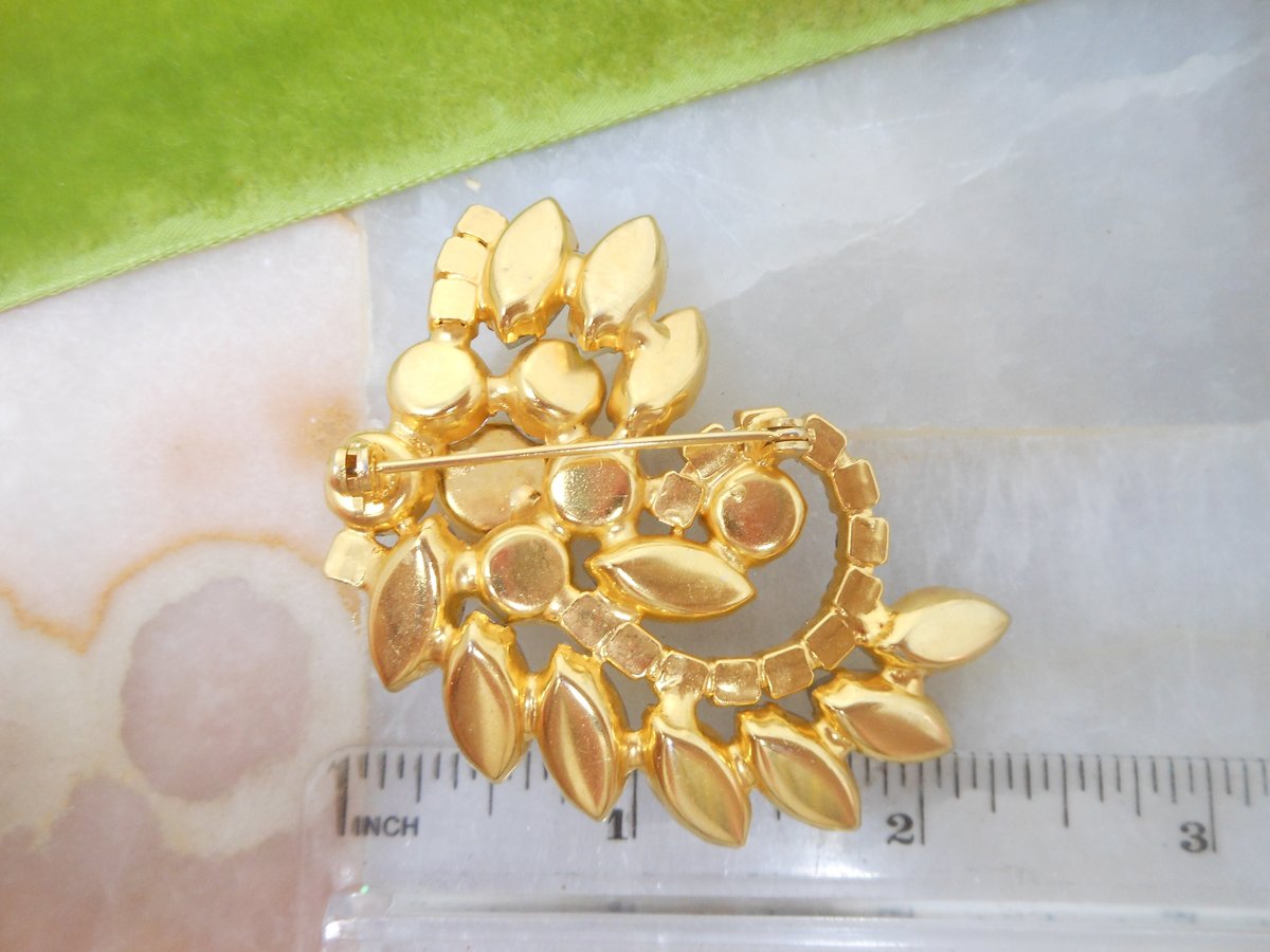 Vintage Aurora Borealis Flower Pin Brooch Rhinestone Regency Renaissance Revival Mid Century Jewelry Gift, VivianJoel.com