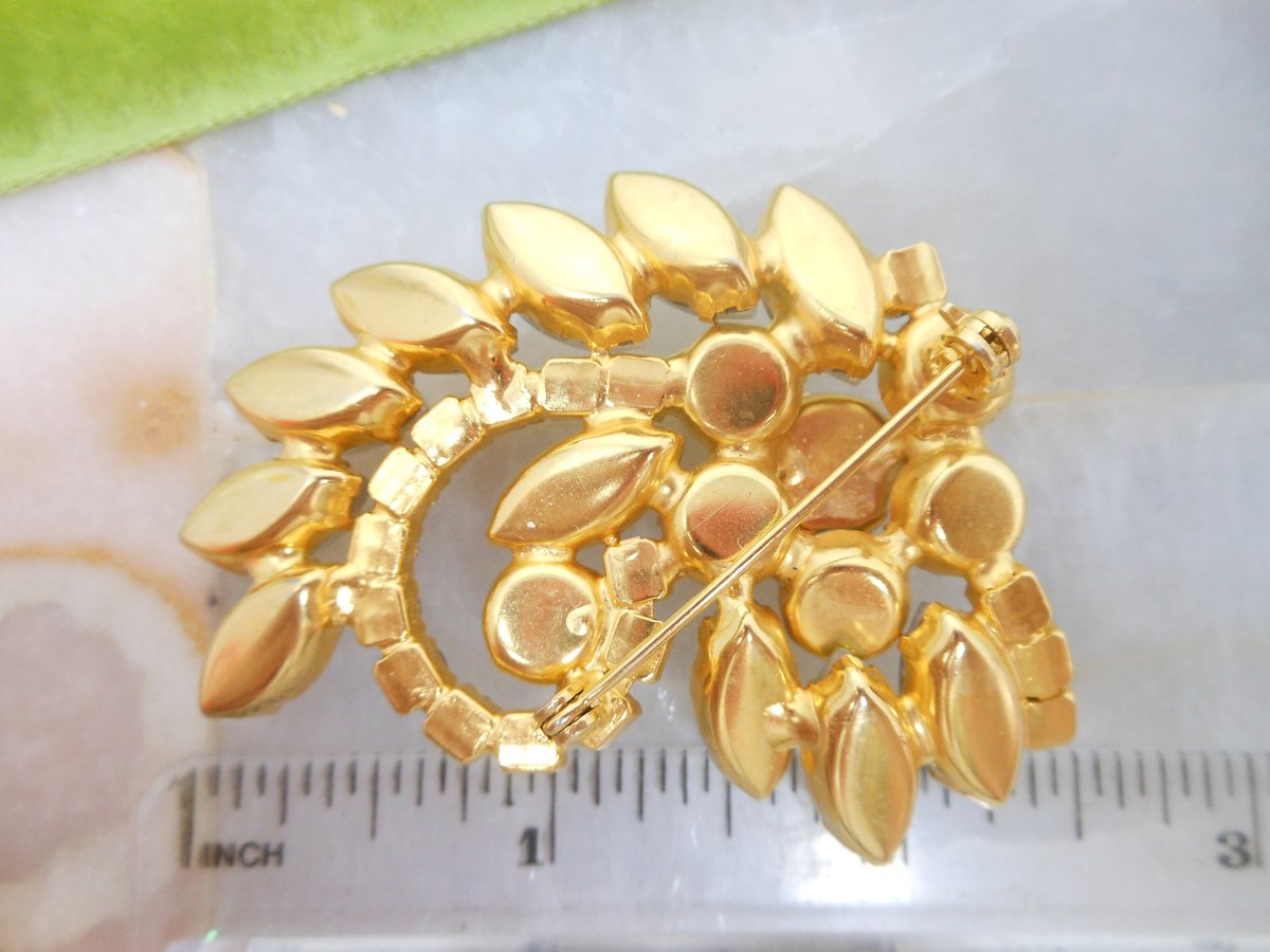 Vintage Aurora Borealis Flower Pin Brooch Rhinestone Regency Renaissance Revival Mid Century Jewelry Gift, VivianJoel.com