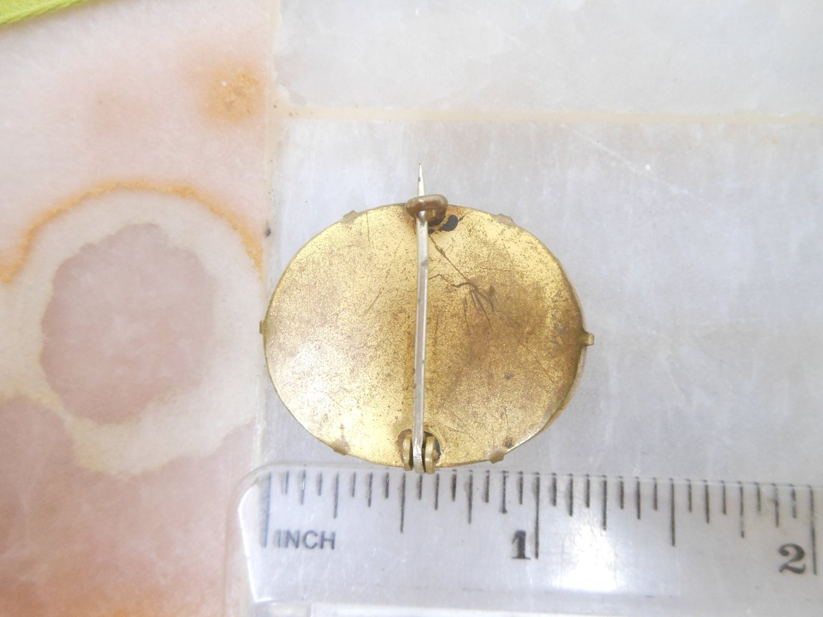 Vintage LOT 2 Victorian Pin Gilt Brooch Hand Painted Pink Red Rose Flower Purple Iris Mid Century Jewelry Gift, VivianJoel.com