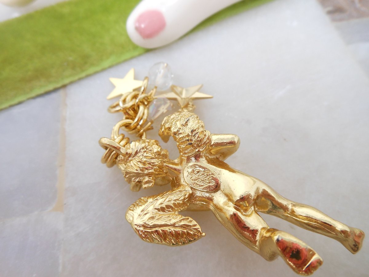 Vintage KIRKS FOLLY Angel Pendant Designer Praying Cherub Crystal Jewelry Collectible NO Chain! Gift, VivianJoel.com