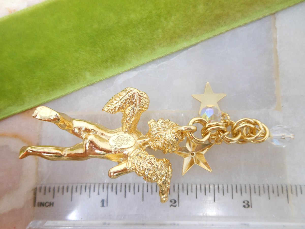 Vintage KIRKS FOLLY Angel Pendant Designer Praying Cherub Crystal Jewelry Collectible NO Chain! Gift, VivianJoel.com