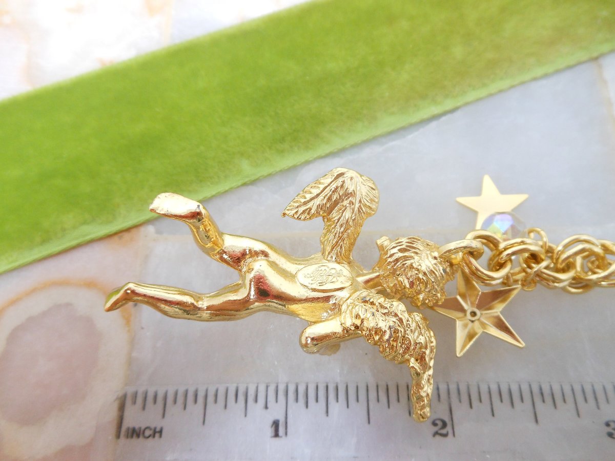 Vintage KIRKS FOLLY Angel Pendant Designer Praying Cherub Crystal Jewelry Collectible NO Chain! Gift, VivianJoel.com