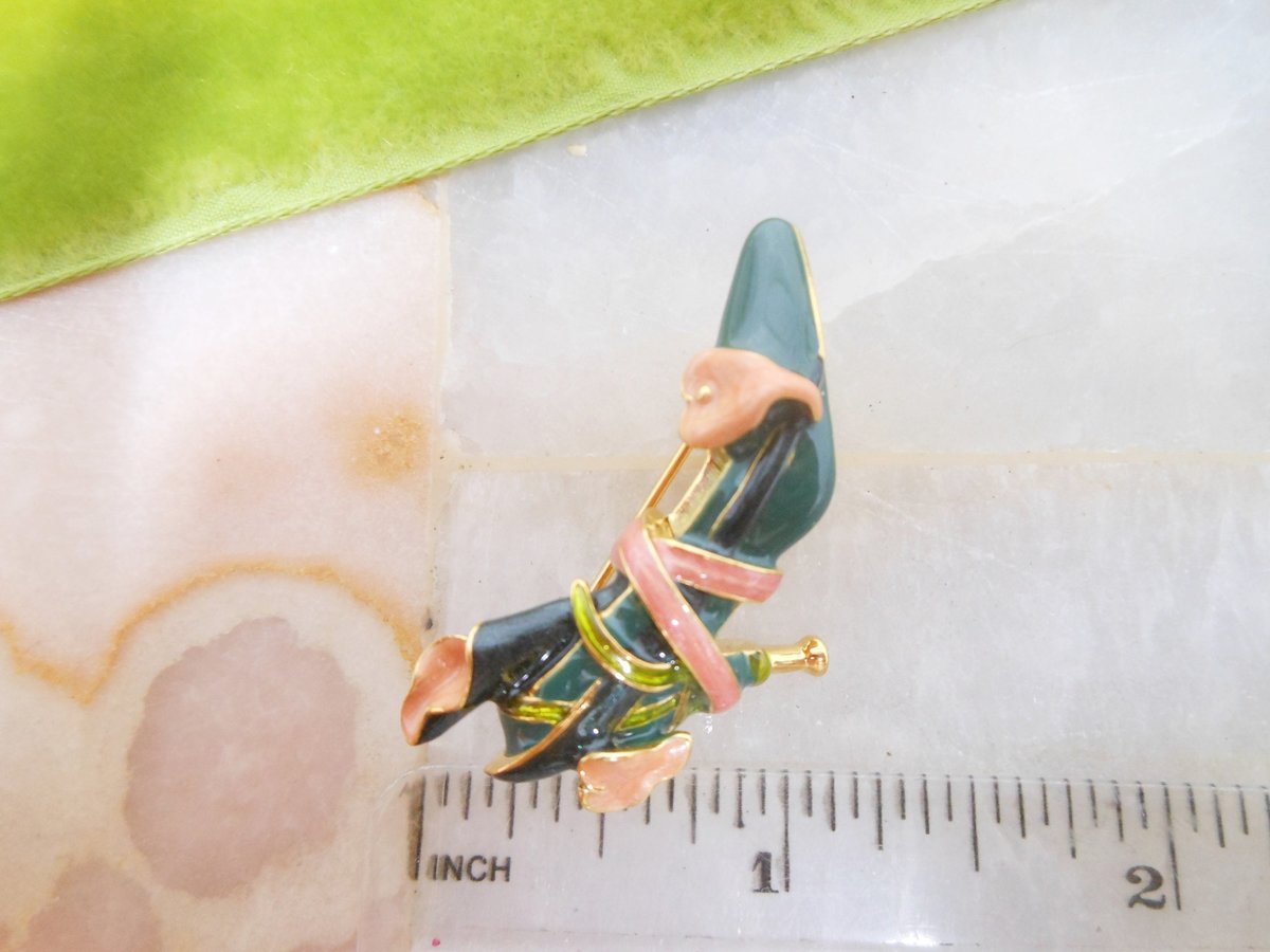 Vintage KJL Kenneth Jay Lane Shoe Brooch Pin Green Pink Enamel Calla Lily Breast Cancer Designer Jewelry Gift Collectible, VivianJoel.com