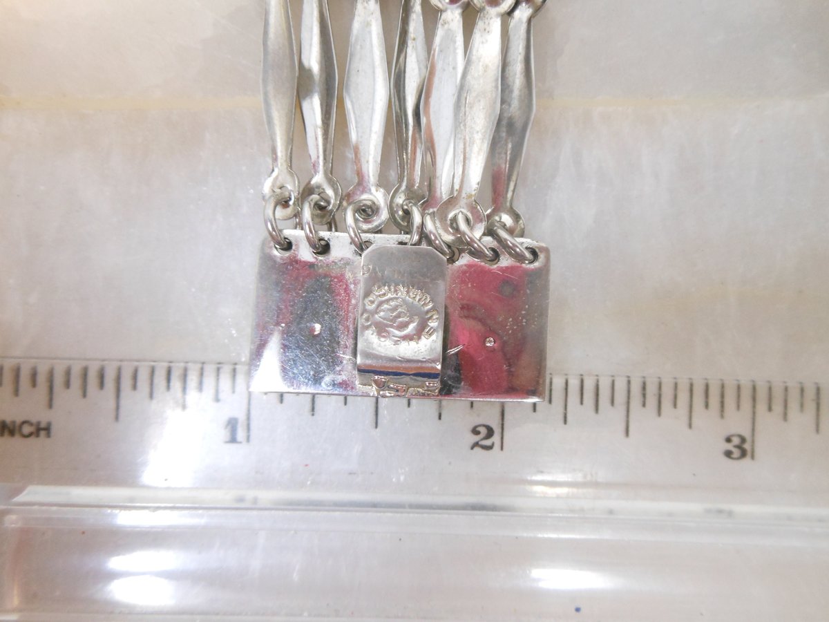 Vintage Silver Bracelet Wide Multi Link Replica 1930s Mexico Pyramid Panel Boho Statement Cuff Jewelry Gift NOT Sterling, VivianJoel.com