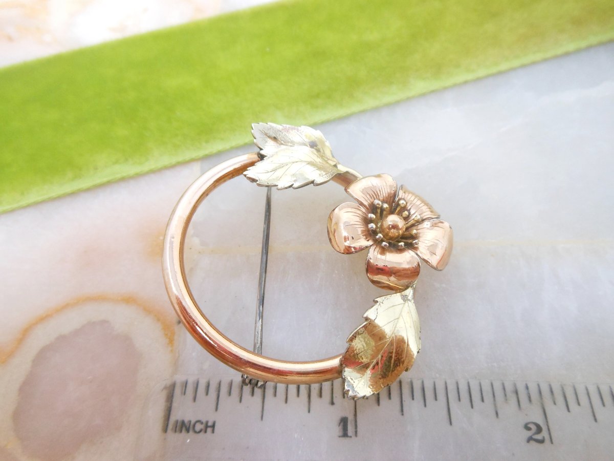 Vintage DIANA Flower Brooch Designer Wreath Pin GF Gold Fill Gold Overlay Mid Century Jewelry Gift, VivianJoel.com