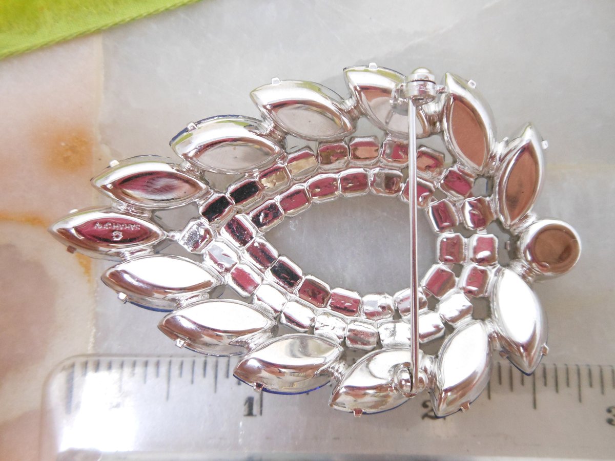 Vintage SARAH COVENTRY Brooch Rhinestone Blue Lagoon Aurora Borealis Crystal JULIANA Designer Jewelry Gift Mid Century, VivianJoel.com