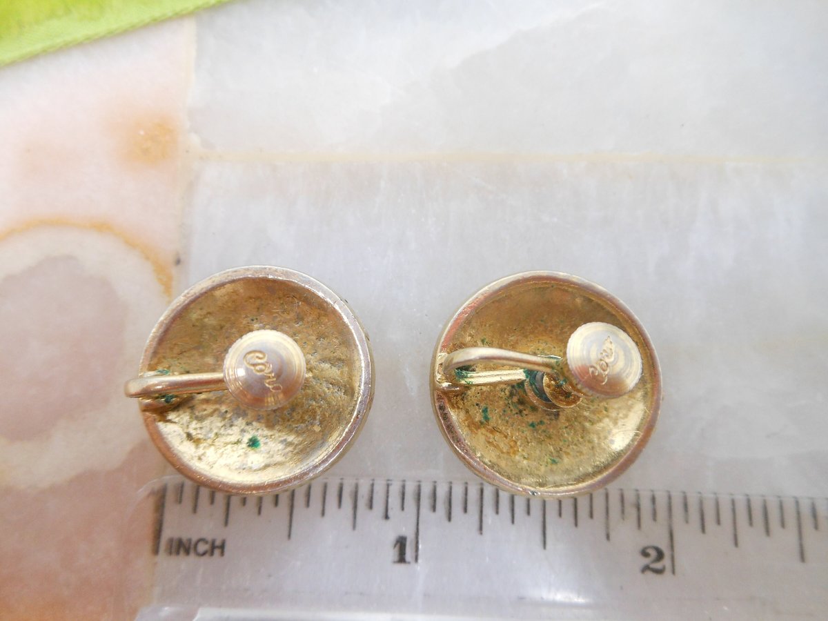 Vintage CORO Heraldic Earrings Screw Back Blue Enamel Cross Phoenix Designer Jewelry Gift Mid Century, VivianJoel.com