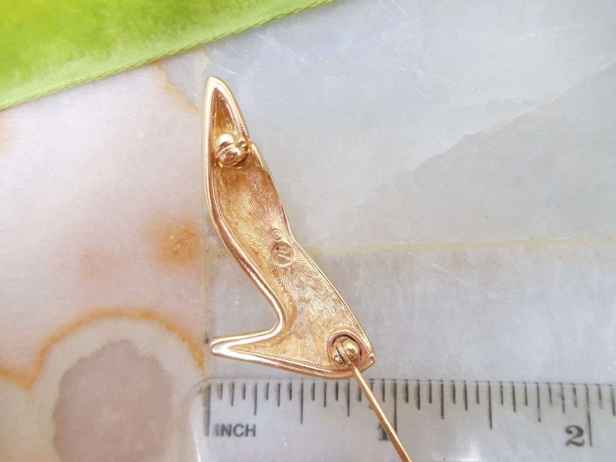 Vintage SWAROVSKI Swan Logo Brooch Designer High Heel Pin Spectator Pump Shoe Crystal Black Enamel Jewelry Gift, VivianJoel.com